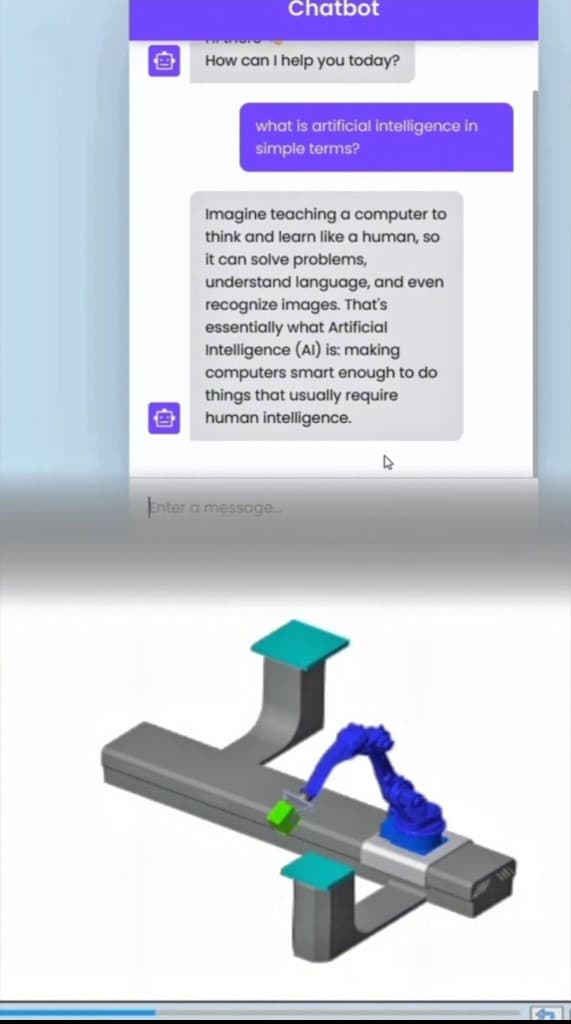AI Chatbot and robotic arm — projects presented at the KDU Global exhibition